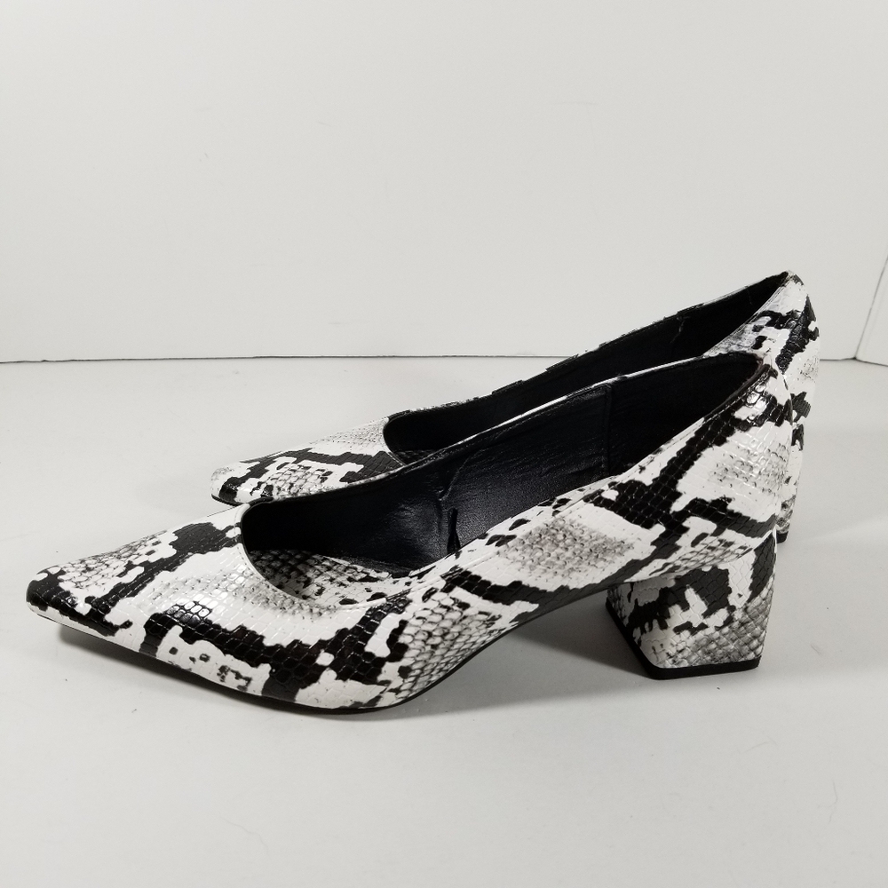 Zara Trafaluc Shoes Women's Size 6.5-7 EU 37 Block Heel Snake Print Pointed Toes